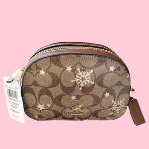 NWT Coach Mini Serena Signature Canvas Metallic Star Snowflake Bag